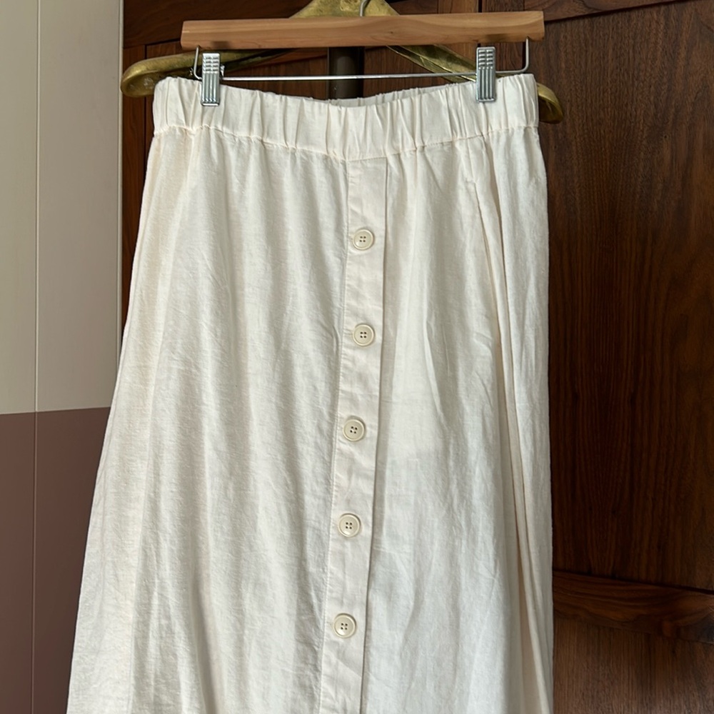 Madewell Cream Button-Front Midi Skirt